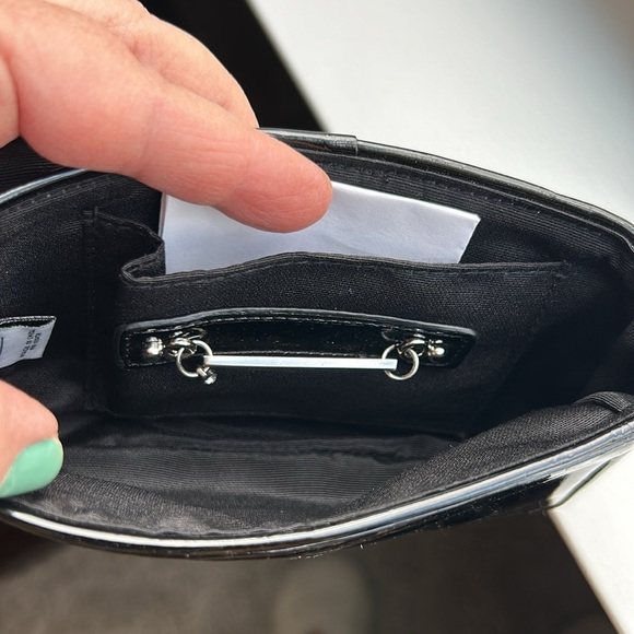 White House Black Market evening bag red and black long shoulder chain NWT - Picture 7 of 13